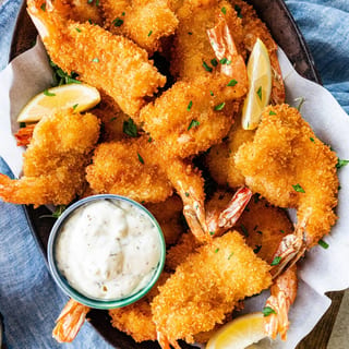 Shrimp in a Basket, French Fries & Can of Soda Lunch